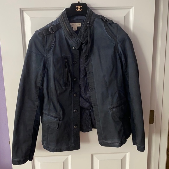 New without tags navy coat light denim like material - Picture 1 of 6